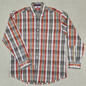 Alan Flusser Plaid Shirt Mens MEDIUM Button Down Long Sleeve Casual Western